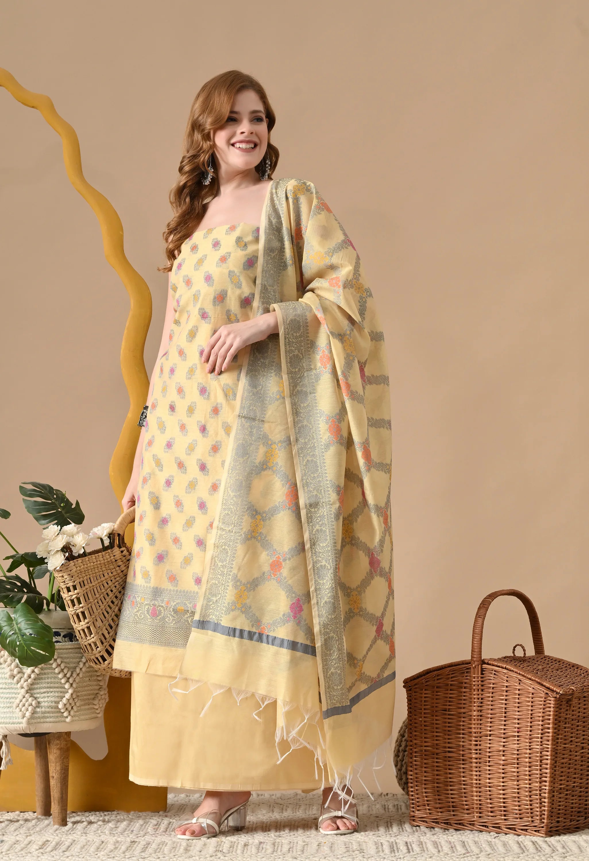 Elegant Chanderi cotton festive wear
